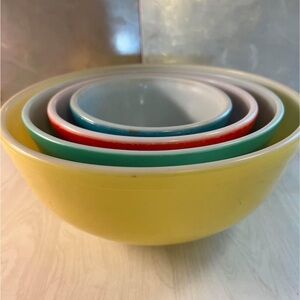Pyrex Yellow and Red Nested Mixing Bowls